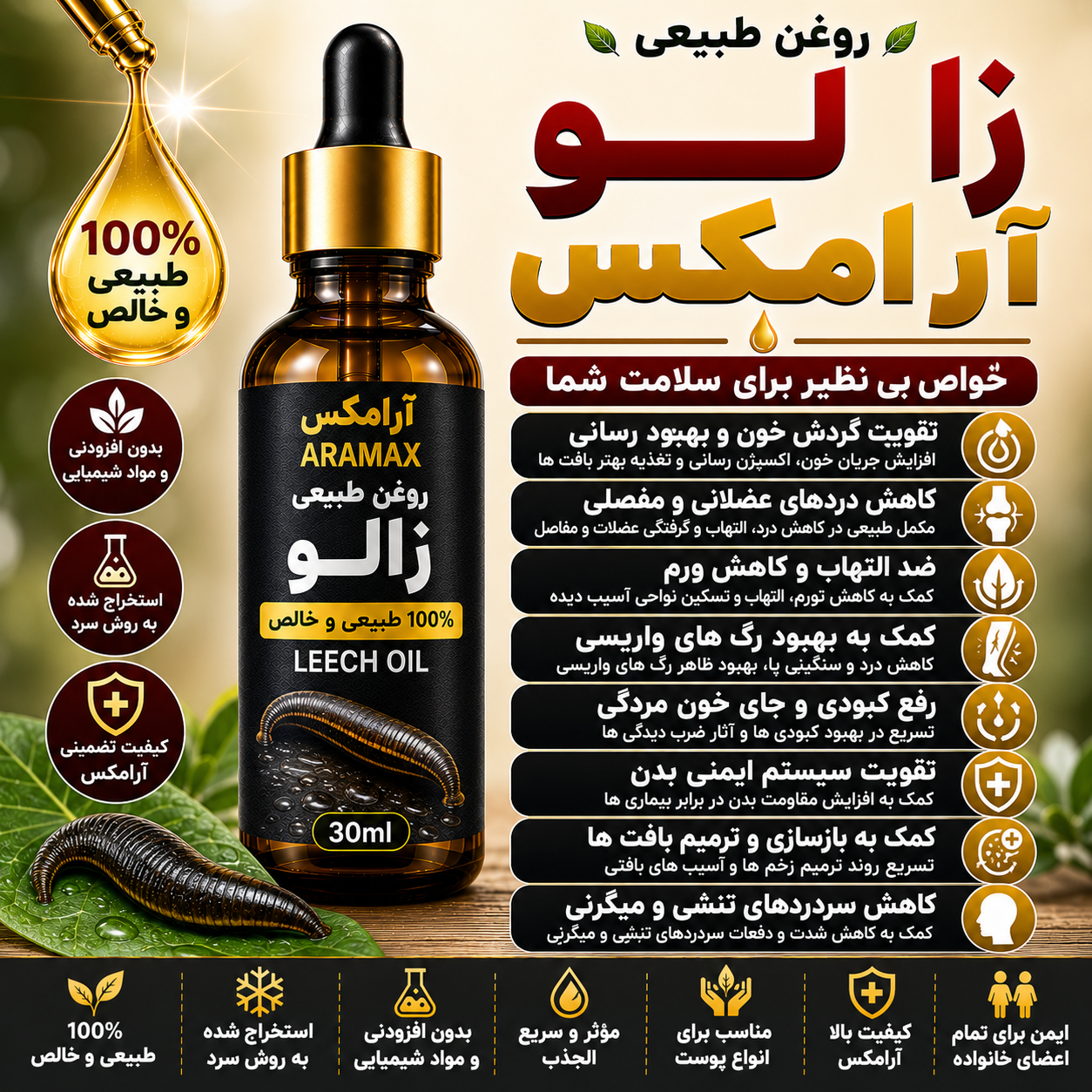 روغن زالو آرامکس | روغن ضد درد و تسکین موضعی | ماساژ مفاصل
