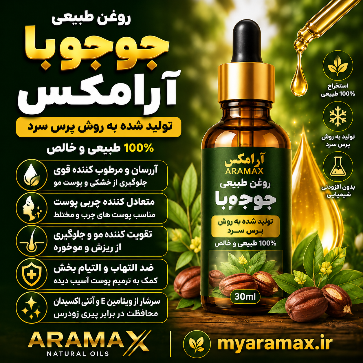 روغن جوجوبا | مرطوب‌کننده، تنظیم‌کننده چربی و تقویت‌کننده پوست و مو
